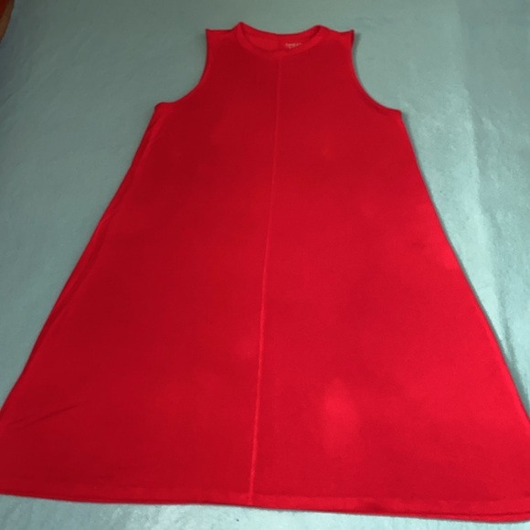 TIME AND TRU sleeveless crewneck tank dress midi red rover color size 12-14 - Picture 3 of 7